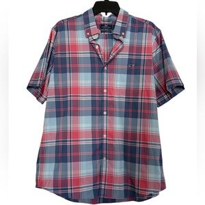 Vineyard Vines Men’s Slim Fit Tucker Shirt in Pink & Blue Plaid 
Size Large